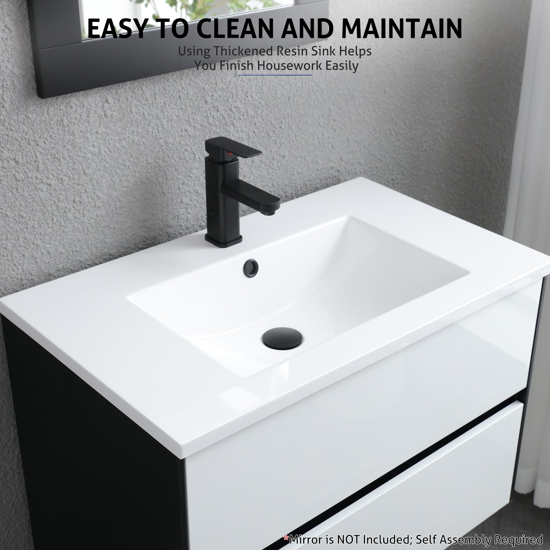 Minimalist 30" Panda Color Wall Mounted Bathroom Vanity Combo with Single Undermount Sink