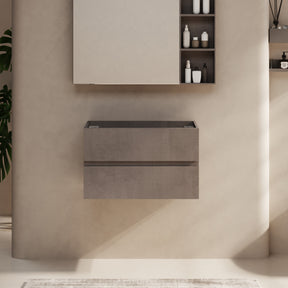 Minimalist 30" Cement Grey Wall Mounted Bathroom Vanity Combo with Single Undermount Sink