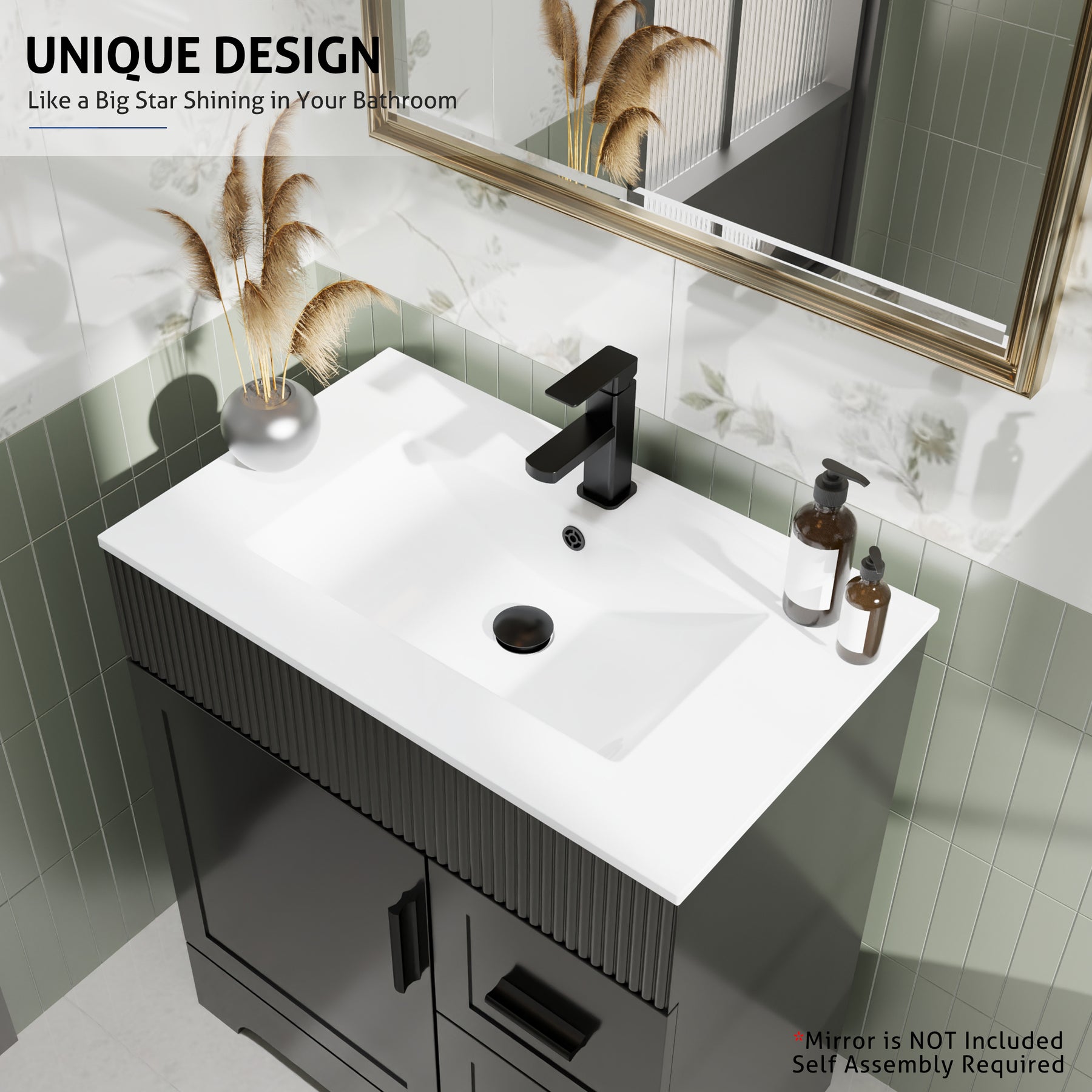 Waterfall  30" Freestanding Bathroom Vanity Combo with Single Undermount Sink