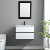 Minimalist 30" Panda Color Wall Mounted Bathroom Vanity Combo with Single Undermount Sink