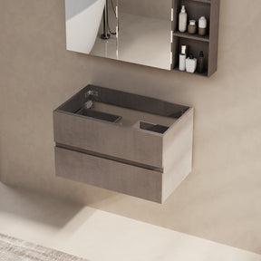 Minimalist 30" Cement Grey Wall Mounted Bathroom Vanity Combo with Single Undermount Sink