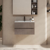 Minimalist 30" Cement Grey Wall Mounted Bathroom Vanity Combo with Single Undermount Sink