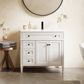 Retro 36" Freestanding Bathroom Vanity Combo with Single Undermount Sink, Square Column