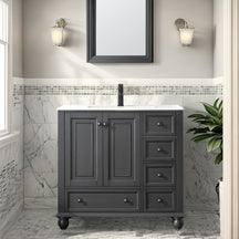 Retro 36" Freestanding Bathroom Vanity Combo with Single Undermount Sink, French Style