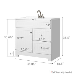 Outlets 36" Freestanding Bathroom Vanity Combo with Single Undermount Sink and Silver Metal Faucet