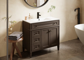 Retro 36" Freestanding Bathroom Vanity Combo with Single Undermount Sink, Square Column