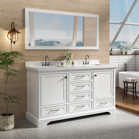 Luxurious  60'' Fully Assembled  Bathroom Vanity with Dual Undermount Sink Combo