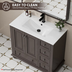 Retro 36" Freestanding Bathroom Vanity Combo with Single Undermount Sink, French Style