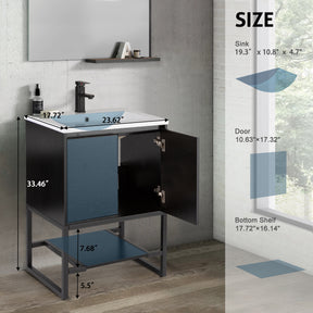 Industrial 24" Bathroom Vanity Combo with Single Undermount Sink and Metal Frame