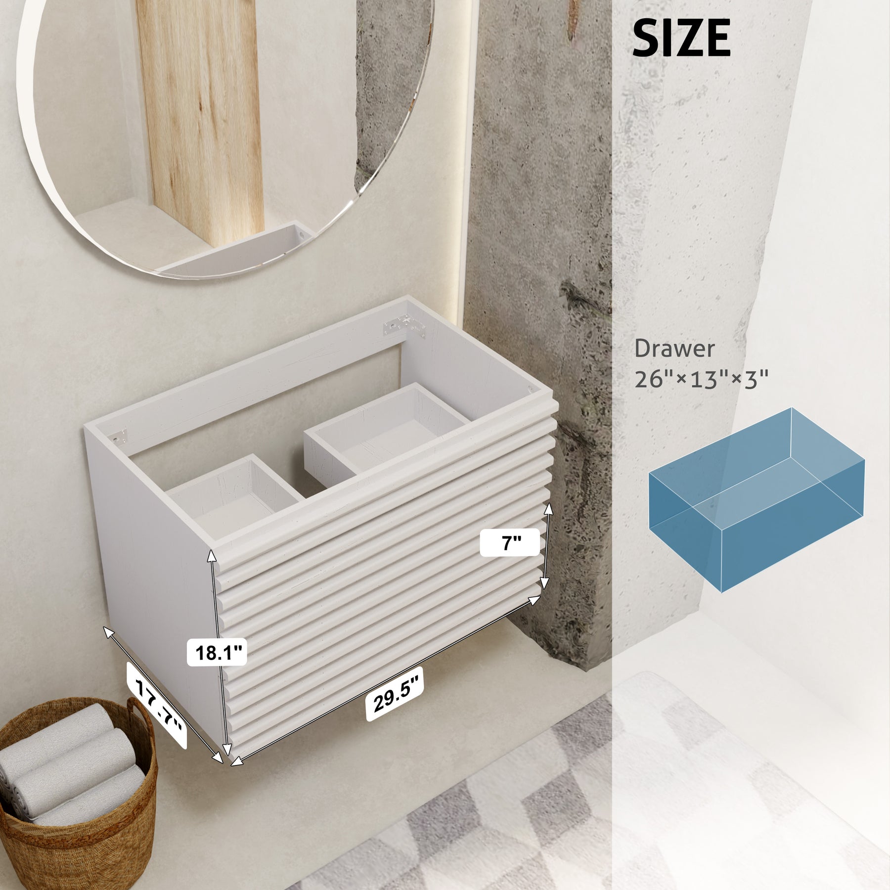 Bar 30" Wall Mounted Bathroom Vanity Combo with Single Undermount