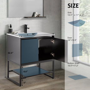 Industrial 30" Bathroom Vanity Combo with Single Undermount Sink and Metal Frame