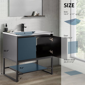 Industrial 36" Freestanding Bathroom Vanity Combo with Single Undermount Sink and Metal Frame