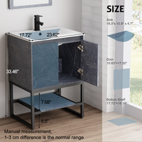 Industrial 24" Bathroom Vanity Combo with Single Undermount Sink and Metal Frame