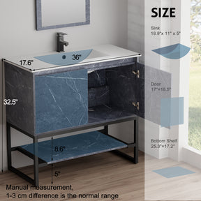 Industrial 36" Freestanding Bathroom Vanity Combo with Single Undermount Sink and Metal Frame