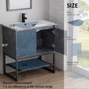 Industrial 30" Bathroom Vanity Combo with Single Undermount Sink and Metal Frame