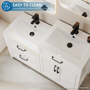 Modern 48" Freestanding Bathroom Vanity Combo with Double Undermount Sinks,Different Heights