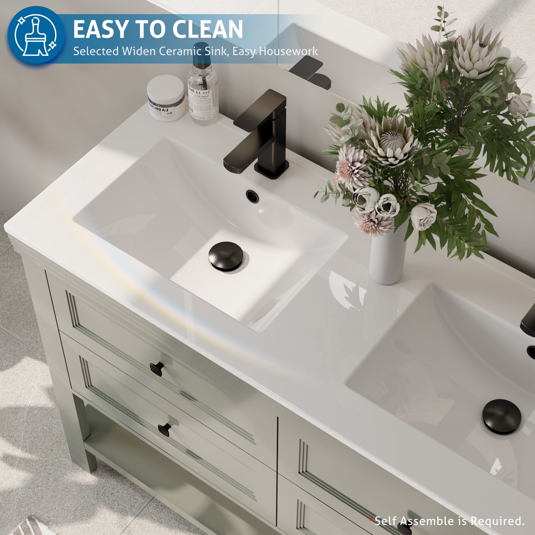 48" Freestanding Bathroom Vanity Combo with Double Undermount Sinks