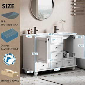 Retro 48" Freestanding Bathroom Vanity Combo with Double Undermount Sinks, French Style