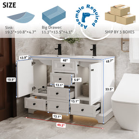 Modern 48" Freestanding Bathroom Vanity Combo with Single Undermount Sink, Arch Style