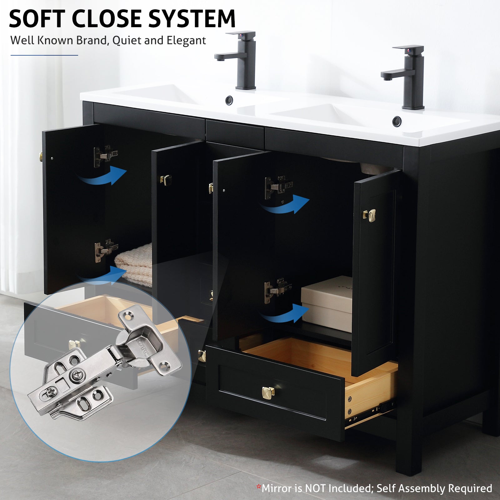 Modern 60" Freestanding Bathroom Vanity Combo with Double Undermount Sinks