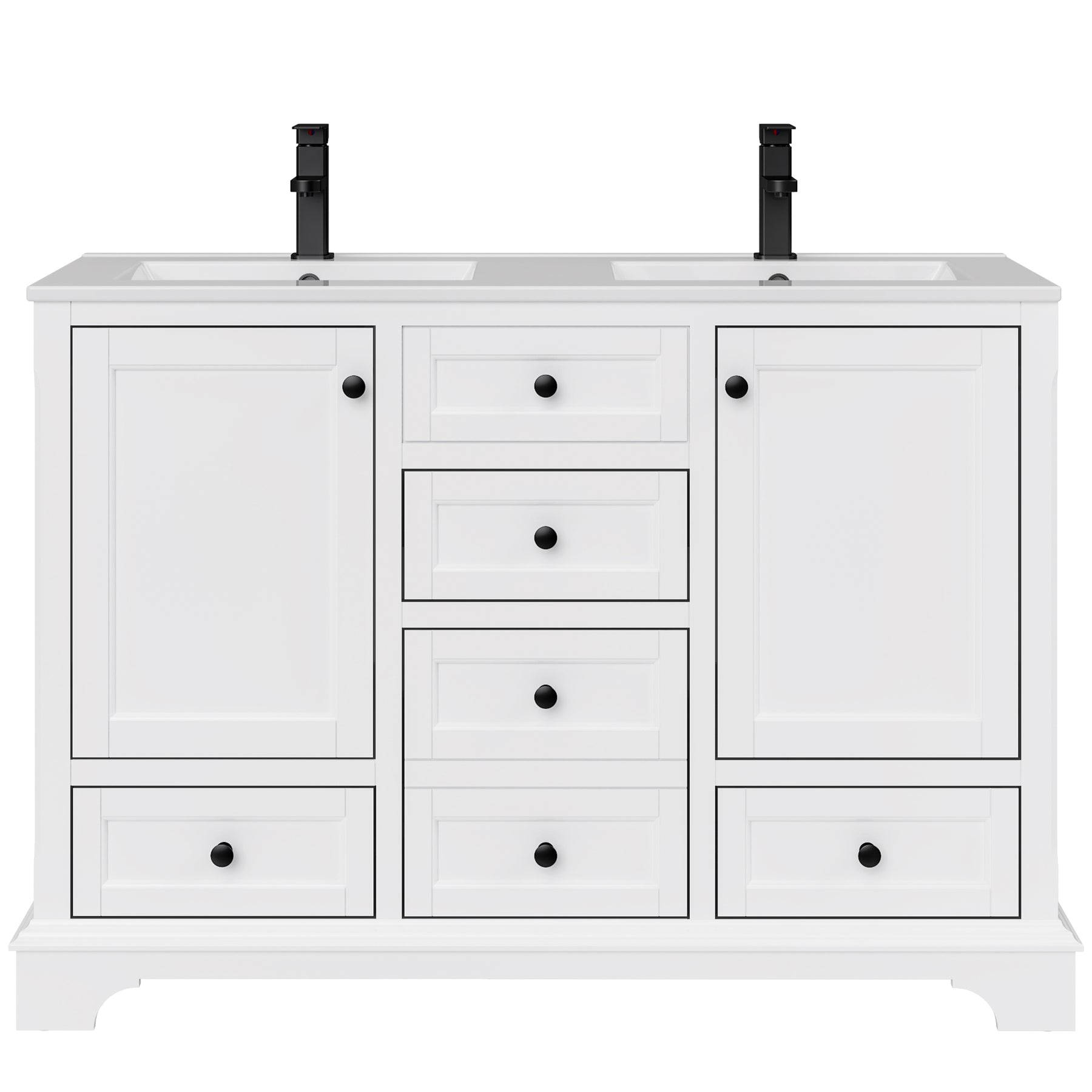 Modern 48" Freestanding Bathroom Vanity Combo with Single Undermount Sink, Arch Style