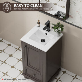 Retro 18" Freestanding Bathroom Vanity Combo with Single Undermount Sink, French Style