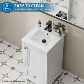 Retro 18" Freestanding Bathroom Vanity Combo with Single Undermount Sink, French Style