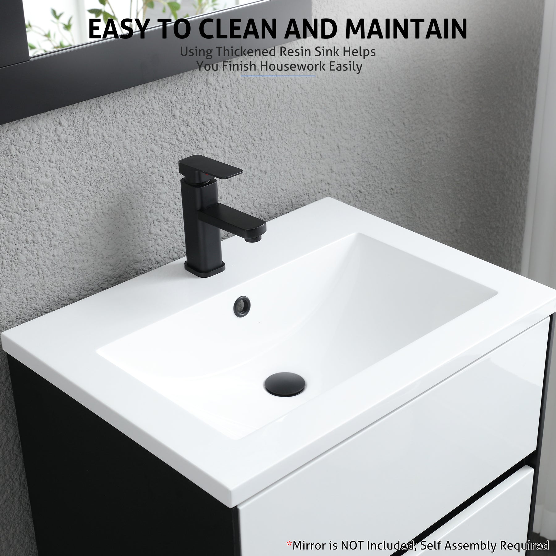 Minimalist 24" Panda Color Wall Mounted Bathroom Vanity Combo with Single Undermount Sink