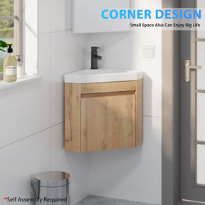 Corner 22" Wall Mounted Bathroom Vanity Combo with Single Undermount Sink