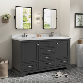 Luxurious  60'' Fully Assembled  Bathroom Vanity with Dual Undermount Sink Combo