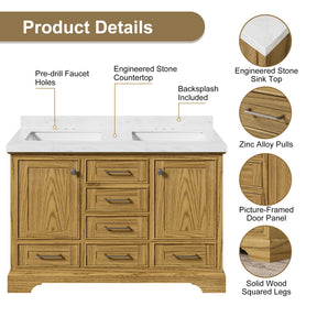 Luxurious 48'' Fully Assembled Bathroom Vanity with Dual Undermount Sink Combo