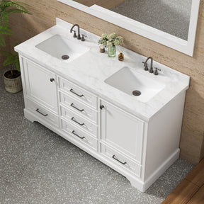 Luxurious  60'' Fully Assembled  Bathroom Vanity with Dual Undermount Sink Combo