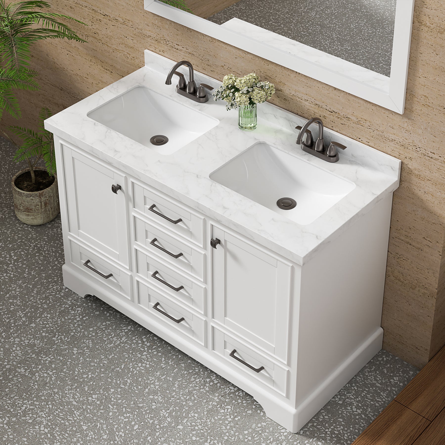 Luxurious 48'' Fully Assembled Bathroom Vanity with Dual Undermount Sink Combo