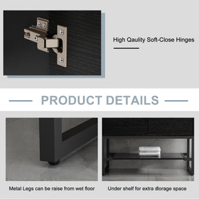 Industrial 36" Freestanding Bathroom Vanity Combo with Single Undermount Sink and Metal Frame