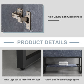 Industrial 36" Freestanding Bathroom Vanity Combo with Single Undermount Sink and Metal Frame