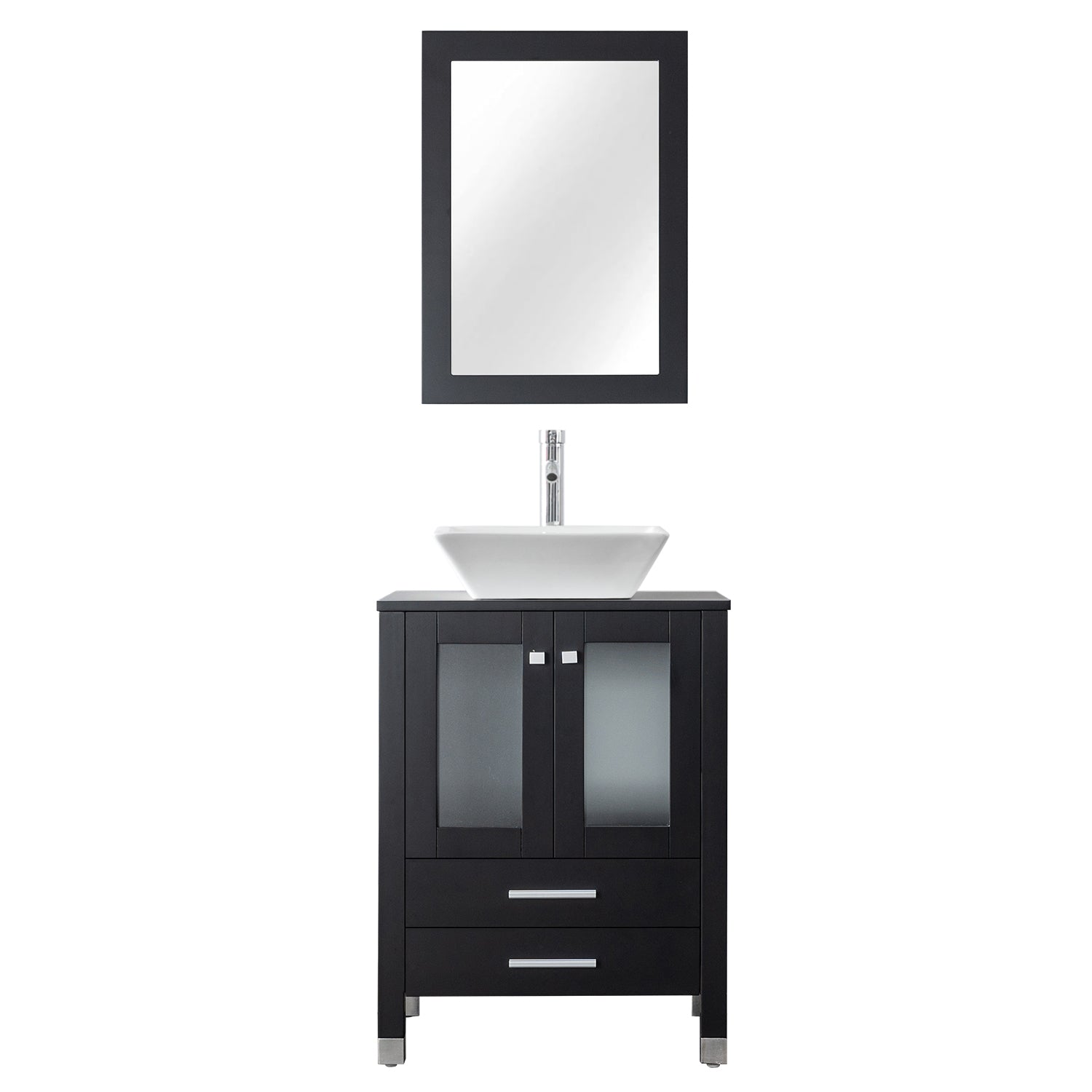 Classic 24" Freestanding Bathroom Vanity Combo with Single Sink & Mirror