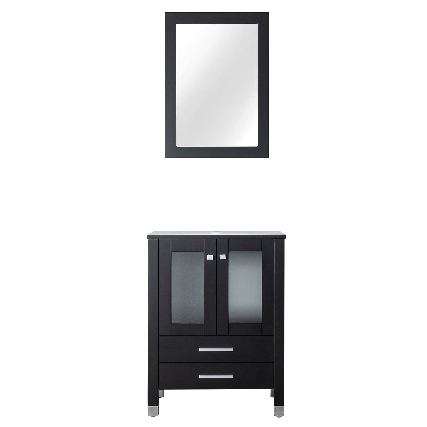 Classic 24" Freestanding Bathroom Vanity Combo with Single Sink & Mirror