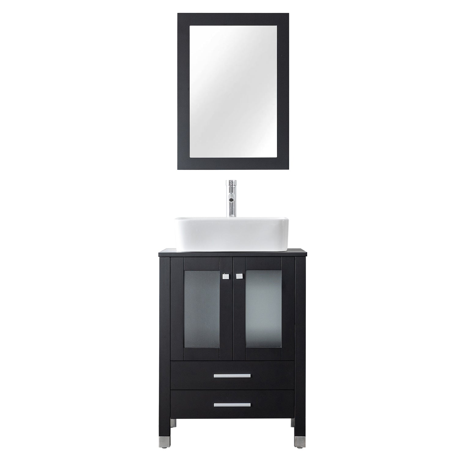 Classic 24" Freestanding Bathroom Vanity Combo with Single Sink & Mirror