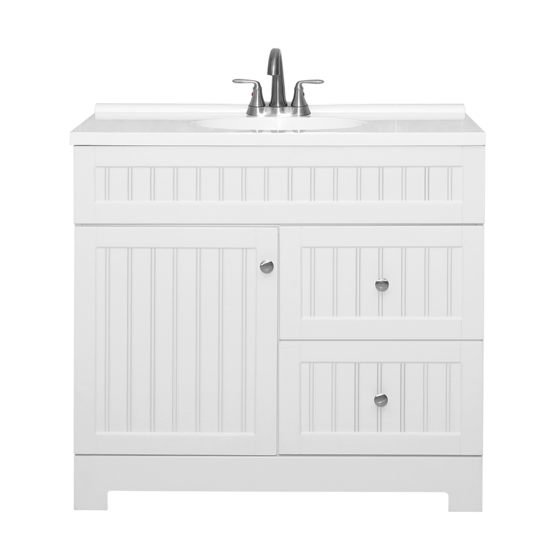 Outlets 36" Freestanding Bathroom Vanity Combo with Single Undermount Sink and Silver Metal Faucet