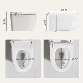 Smart Bidet Toilets Tankless Pre-wet, Self-cleaning, Nightlight, Auto Flush Heated Seat, Remote Control（003）