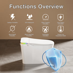 Smart Bidet Toilets Tankless Pre-wet, Self-cleaning, Nightlight, Auto Flush Heated Seat, Remote Control（003）