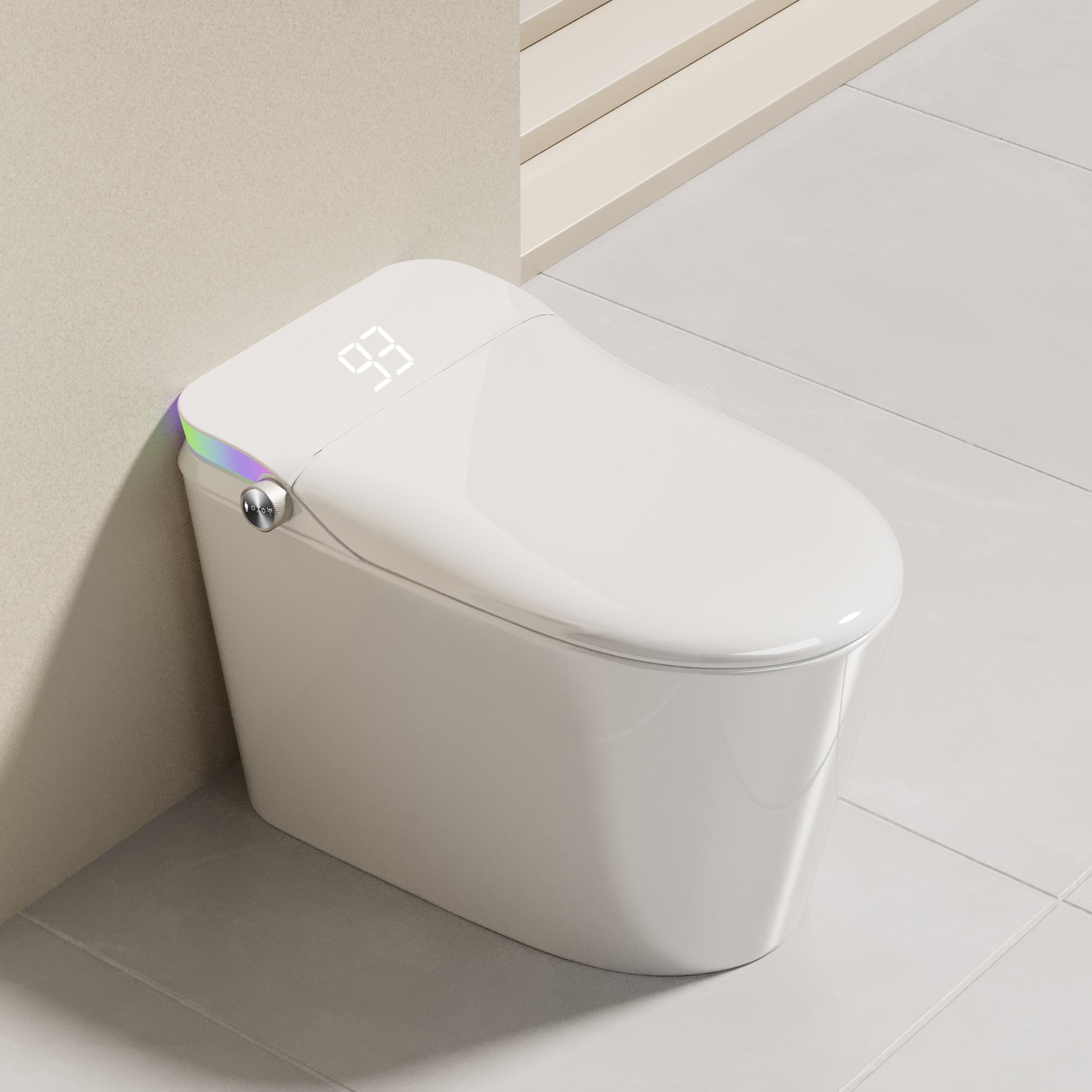 Smart Bidet Toilets Tankless, Pre-wet, Self-cleaning, Auto Open/Soft-close Lid, Auto Flush, Heated Seat, Nightlight, Remote Control（005）