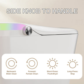 Smart Bidet Toilets Tankless Pre-wet, Self-cleaning, Nightlight, Auto Flush Heated Seat, Remote Control（003）