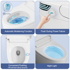 Smart Bidet Toilets Auto Flip, Auto Flush Heated Seat Warm Wash Dry Remote Control（006）