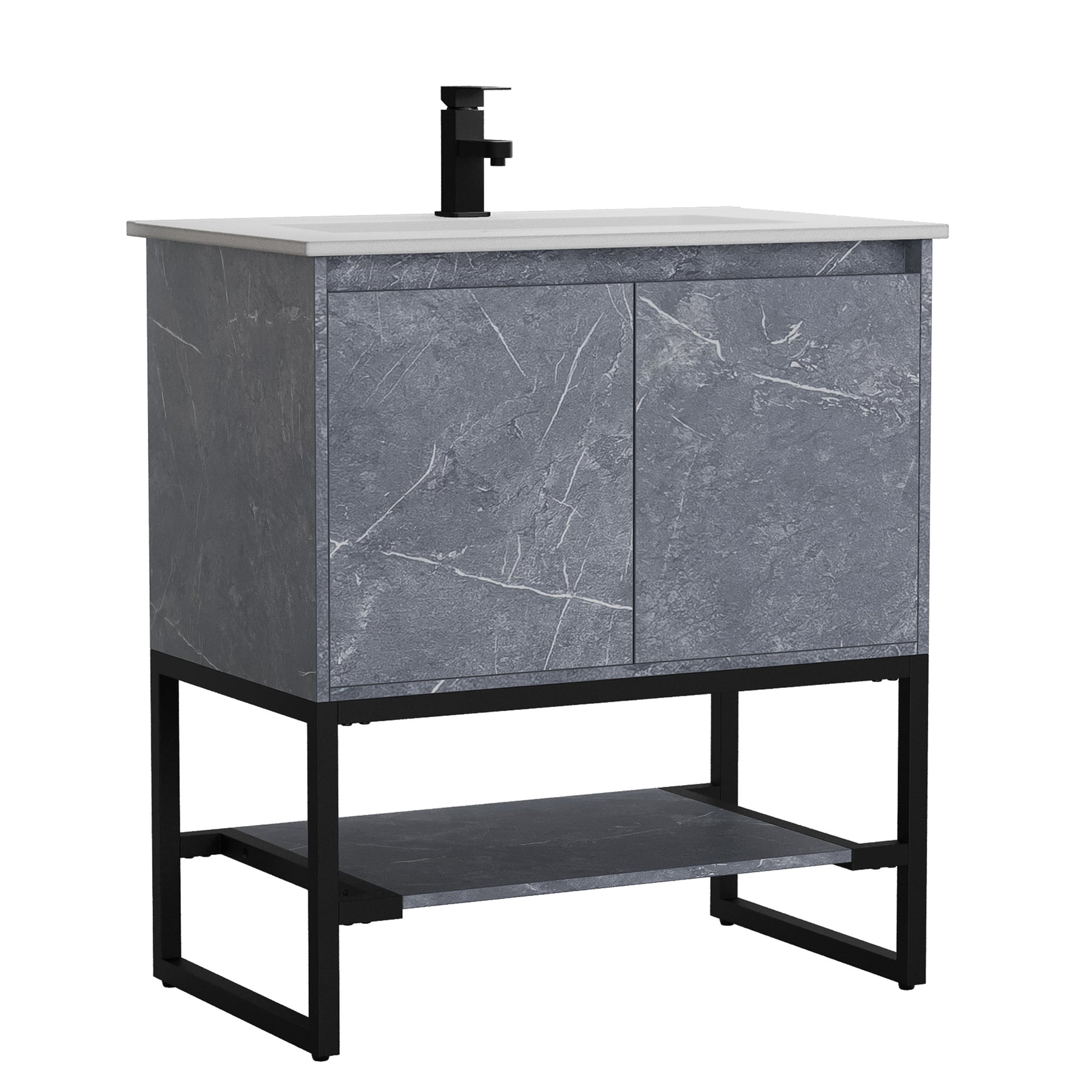 Industrial 30" Bathroom Vanity Combo with Single Undermount Sink and Metal Frame