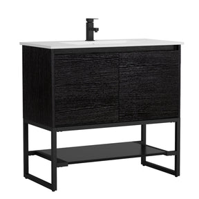 Industrial 36" Freestanding Bathroom Vanity Combo with Single Undermount Sink and Metal Frame