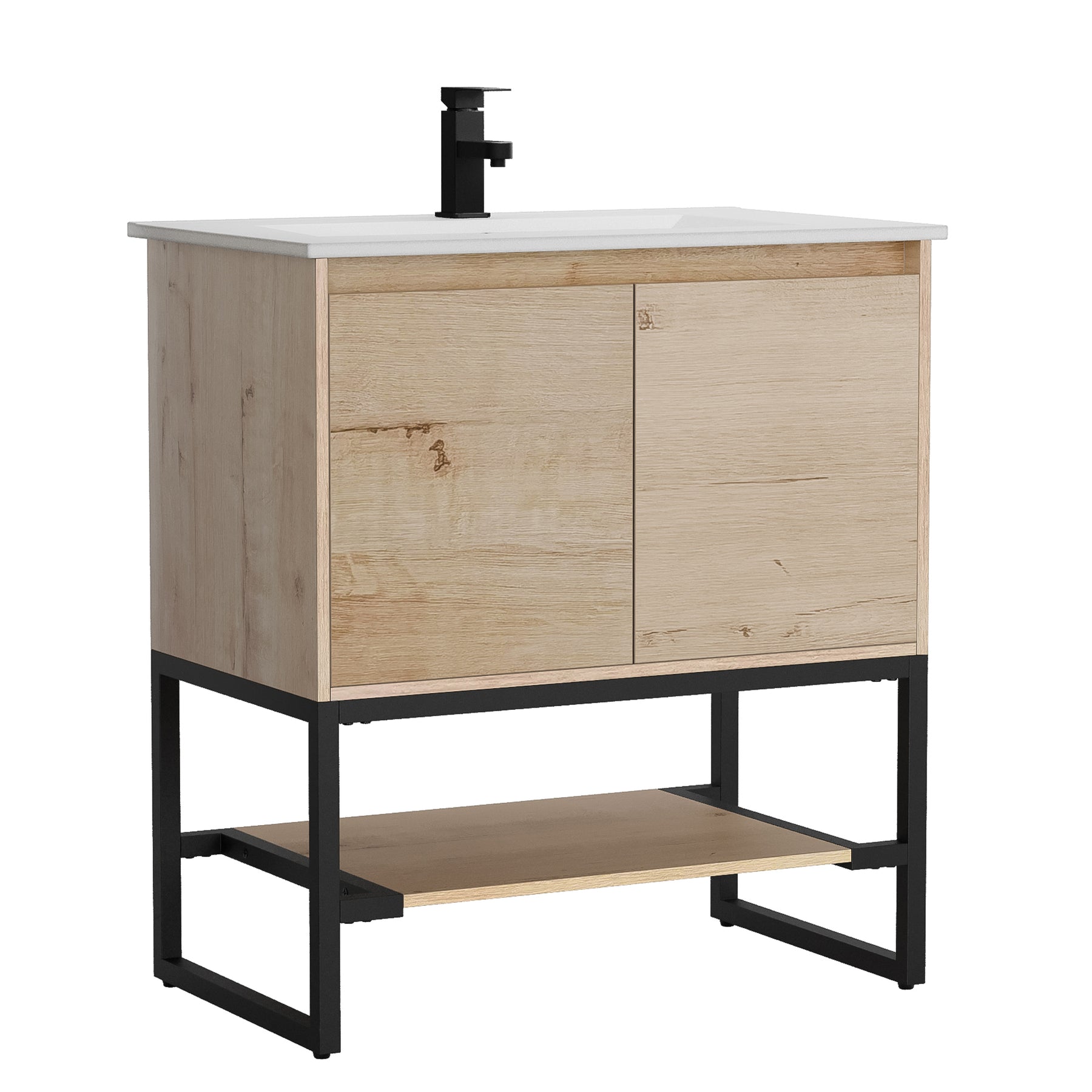 Industrial 30" Bathroom Vanity Combo with Single Undermount Sink and Metal Frame