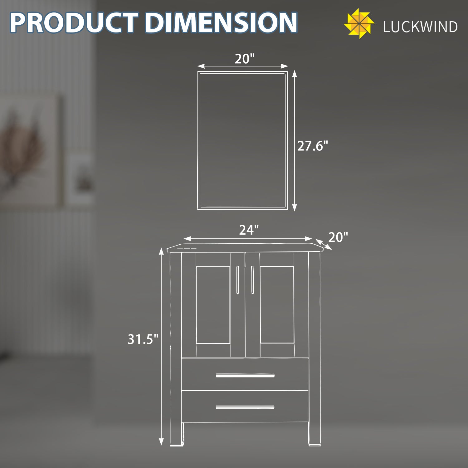 Classic 24" Freestanding Bathroom Vanity Combo with Single Sink & Mirror