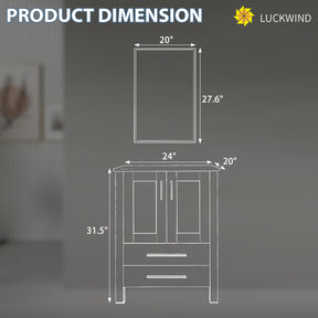 Classic 24" Freestanding Bathroom Vanity Combo with Single Sink & Mirror